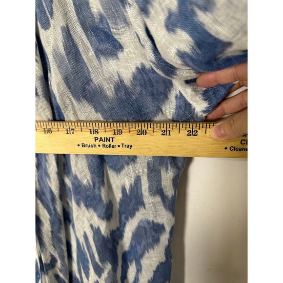 Chico's 100% Linen‎ Open Front Cardigan Blue White Beachy Resortwear 1 US Sz M - Picture 7 of 8